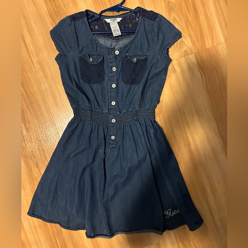 Guess Faux Denim Kids Dress